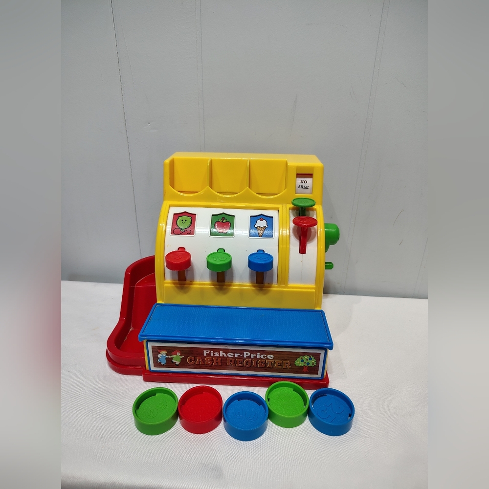 Fisher-Price Retro Style Cash Register Pretend Play‎ Store Toy Coins